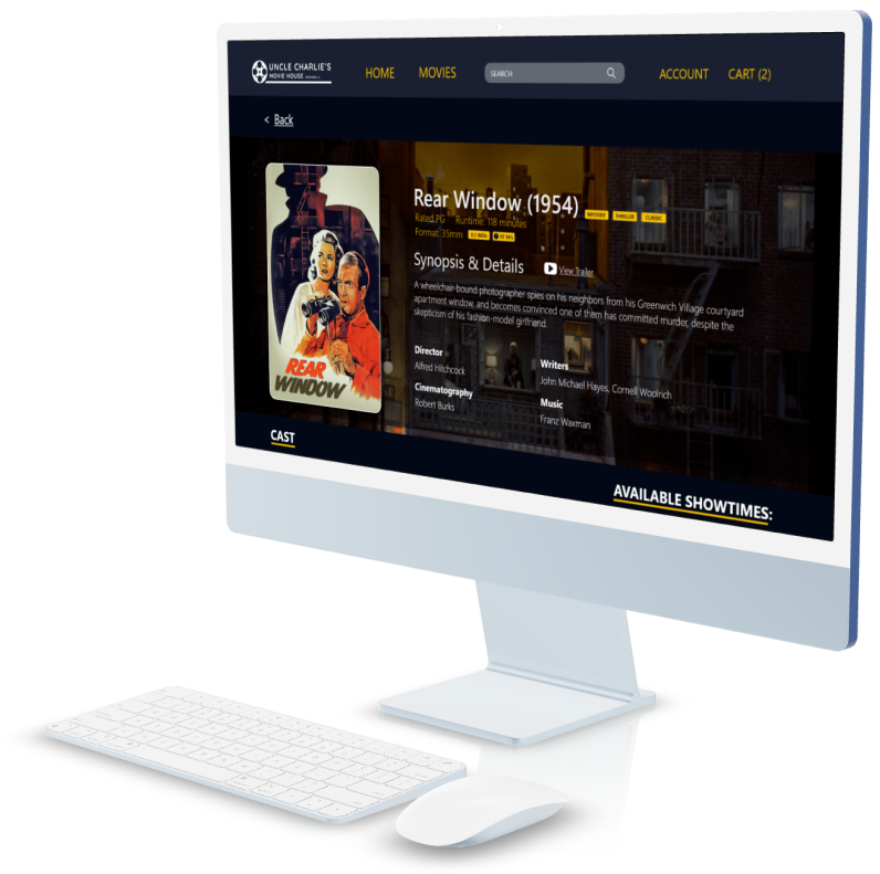 Movie website on desktop computer